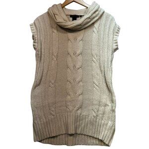 Nomadic Traders Womens Cowl Neck Sweater Vest Cable Knit Sleeveless Size M Beige
